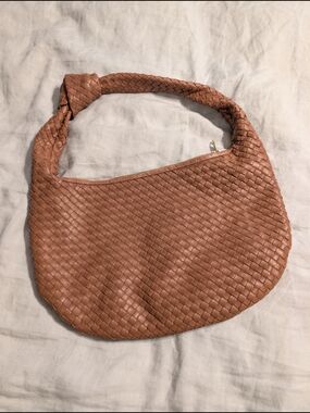 Quince Handwoven Leather Hobo Shoulder Bag - Cognac Tan - NWOT
